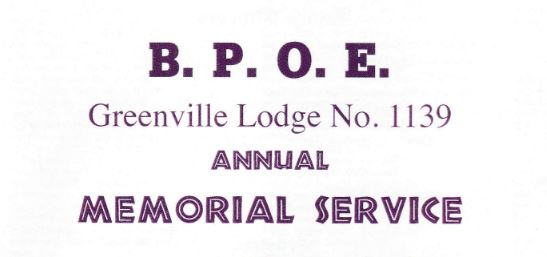 Greenville Lodge of the Elks held annual Memorial Service