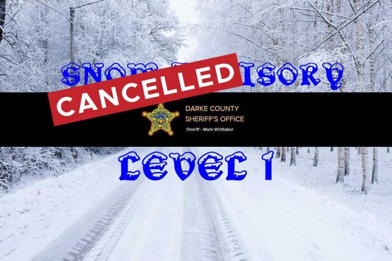 Level 1 Snow advisery is cancelled for Darke County