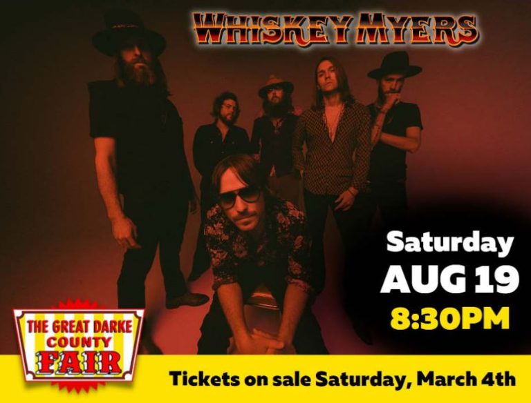 Whiskey Myers will headline the concert on 8/19 at the Great Darke County Fair 2023