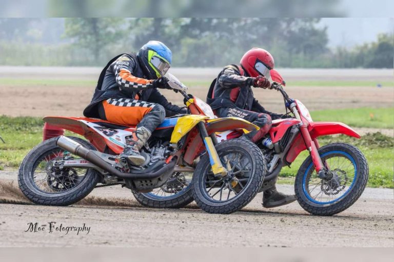 Riders from several States competed at amateur flat track motorcycle racing