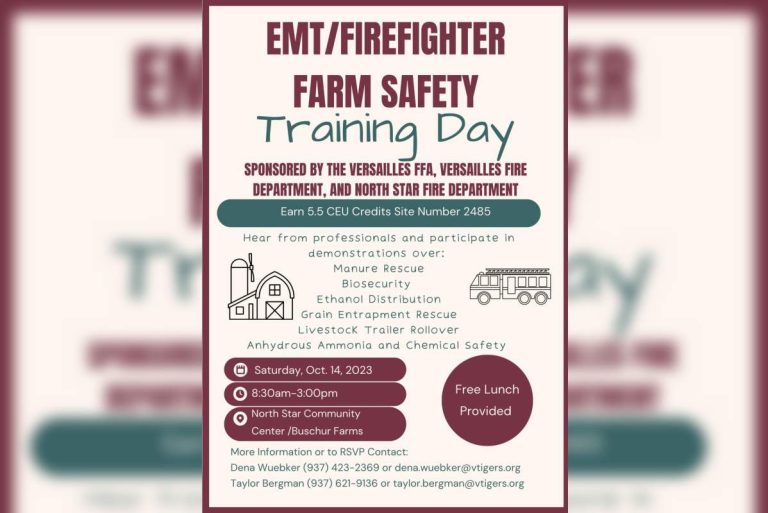 The Versailles FFA and Versailles Fire Department are sponsoring EMS and Firefighter Farm Safety Day