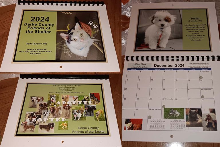 The 2024 Pet Calendar (Friends of the Animal Shelter) is available