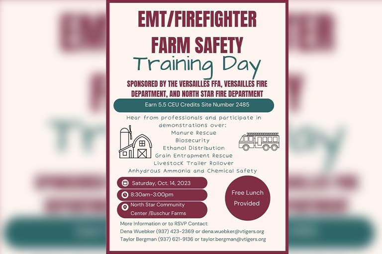 Versailles FFA and Versailles Fire Department  sponsoring EMT/Firefighter Farm Safety Day