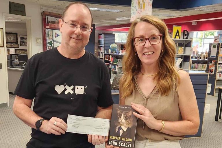 Author John Scalzi donates winnings to Bradford Public Library