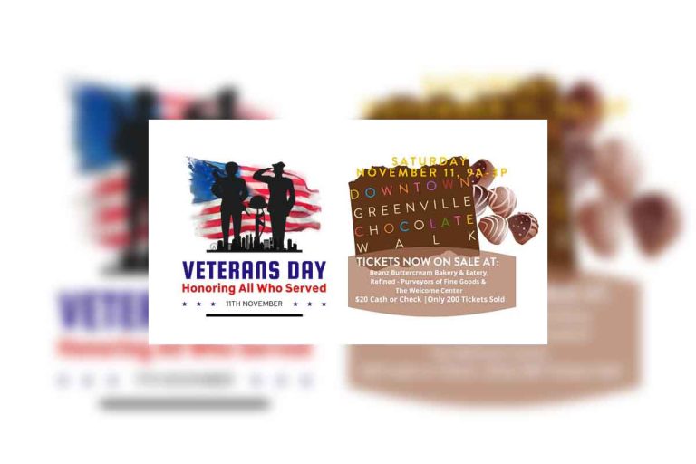 Veterans Day Activities and Chocolate Walk to take place on November 11 in Downtown Greenville
