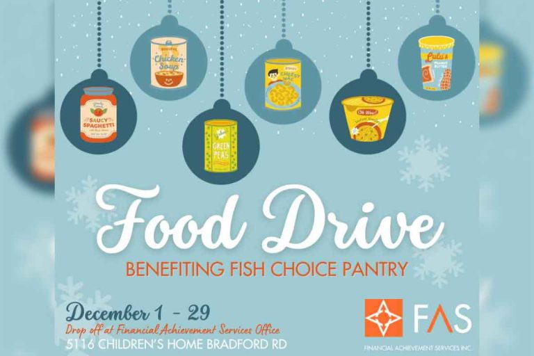 Financial Achievement Services Hosting Food Drive Supporting Fish Choice Pantry