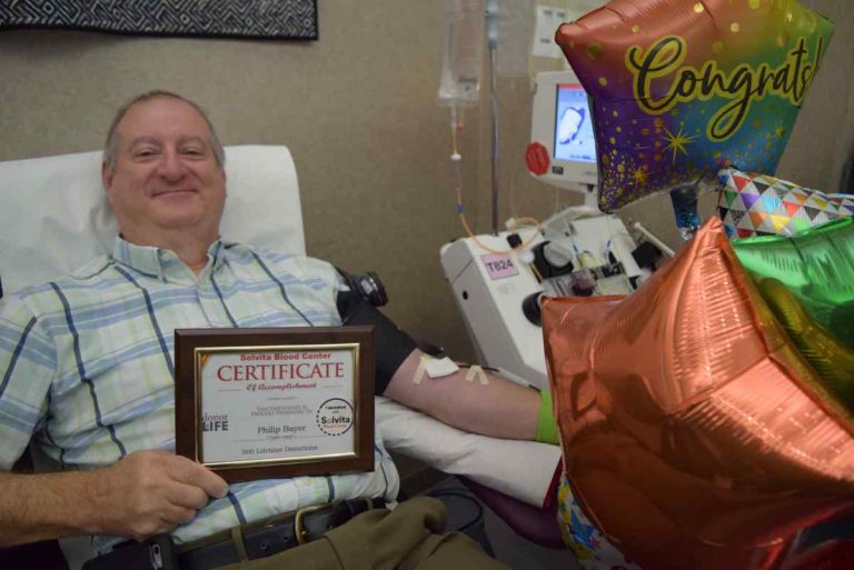 500th Lifetime Blood Donation is a special day for Phil Bayer from Arcanum