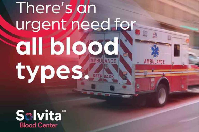 Solvita in critical need of multiple blood types