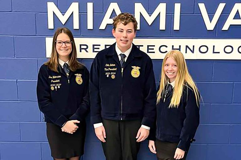 Three Versailles FFA members participate in the District 5 FFA public speaking contest