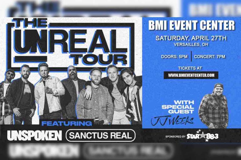 The Unreal Tour 2024 Featuring; Sanctus Real, Unspoken, and JJ Weeks at BMI Event Center in Versailles on April 27th